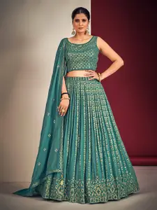 DRESSTIVE Embroidered Sequinned Ready To Wear Lehenga & Blouse With Dupatta