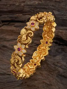 Kushal's Fashion Jewellery Gold-Plated Stone-Studded Silver Bangle