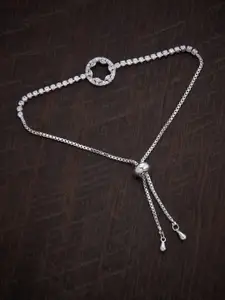 Kushal's Fashion Jewellery Women Silver-Plated Cubic Zirconia Wraparound Bracelet