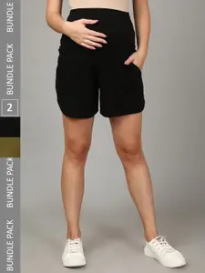 The Mom Store Women Set Of 2 High-Rise Maternity Shorts