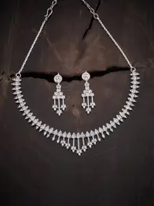 Kushal's Fashion Jewellery Rhodium-Plated Necklace & Earrings