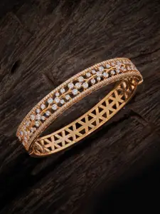 Kushal's Fashion Jewellery Women Rose Gold-Plated Cubic Zirconia Kada Bracelet