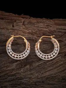 Kushal's Fashion Jewellery Rose Gold-Plated Cubic Zirconia Studded Circular Hoop Earrings