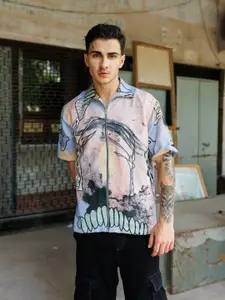 UNRL Relaxed Fit Abstract Printed Casual Shirt