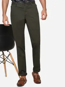 JADE BLUE Men Mid Rise Slim Fit Pure Cotton Trousers