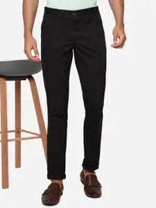 JADE BLUE Men Mid Rise Slim Fit Pure Cotton Trousers