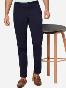 JADE BLUE Men Slim Fit Pure Cotton Trousers