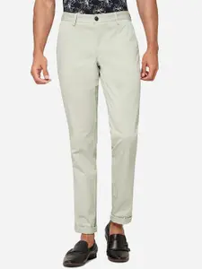 JADE BLUE Men Slim Fit Mid-Rise Pure Cotton Trousers