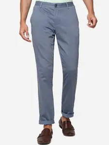 JADE BLUE Men Slim Fit Mid-Rise Pure Cotton Trousers