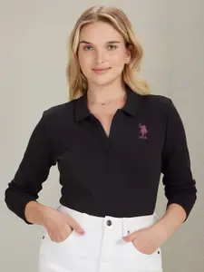 U.S. Polo Assn. Women Polo Collar Cotton Slim Fit T-shirt
