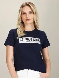 U.S. Polo Assn. Women Typography Printed Cotton T-Shirt