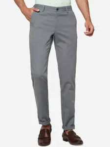 JADE BLUE Men Slim Fit Mid-Rise Pure Cotton Trousers