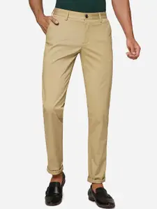 JADE BLUE Men Slim Fit Pure Cotton Trousers