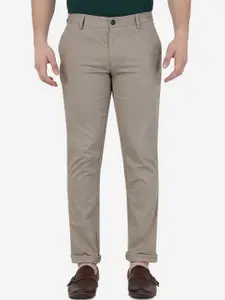 JADE BLUE Men Slim Fit Mid-Rise Pure Cotton Trousers