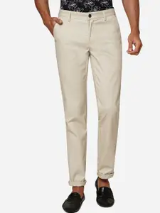 JADE BLUE Men Mid Rise Slim Fit Pure Cotton Trousers