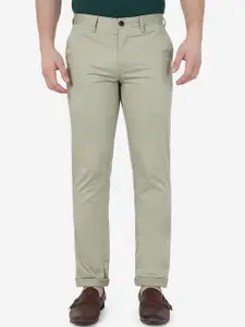 JADE BLUE Men Slim Fit Mid-Rise Pure Cotton Trousers