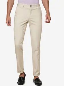 JADE BLUE Men Slim Fit Mid-Rise Pure Cotton Trousers