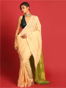 Indethnic Ethnic Motifs Woven Design Zari Pochampally Saree