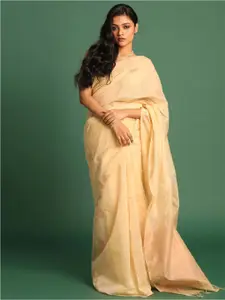 Indethnic Ethnic Motifs Woven Design Zari Pochampally Saree