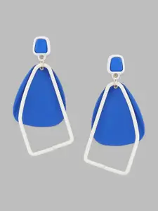 Globus Blue And White Geometric Drop Earrings