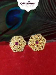 MEENAZ Gold-Plated Floral Studs Earrings