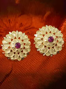 MEENAZ Gold-Plated Floral Studs Earrings