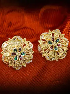 MEENAZ Gold-Plated Floral Studs Earrings