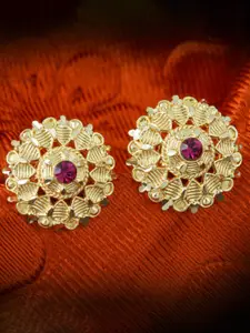 MEENAZ Gold-Plating Temple Floral Studs