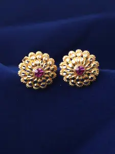 MEENAZ Gold-Plated Floral Studs Earrings