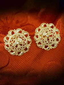 MEENAZ Gold-Plating Temple Floral Studs