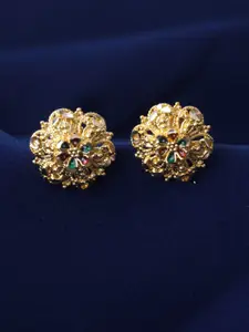 MEENAZ Gold-Plated Floral Studs Earrings