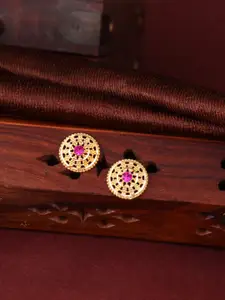 MEENAZ Gold-Plated Floral Studs Earrings
