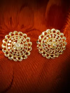 MEENAZ Gold-Plated Floral Studs Earrings