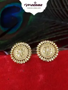 MEENAZ Gold-Plated Floral Studs Earrings