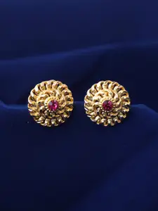 MEENAZ Gold-Plated Floral Studs Earrings