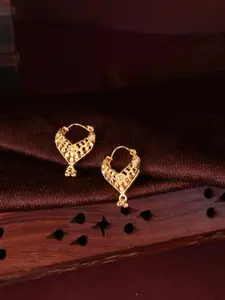 MEENAZ Gold-Plating Temple Floral Hoop Earrings