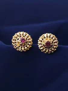 MEENAZ Gold-Plated Floral Studs Earrings