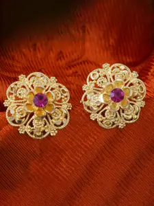 MEENAZ Gold-Plated Floral Studs Earrings