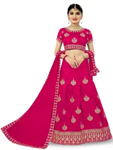 WTWC FAB Girls Embroidered Semi-Stitched Lehenga & Unstitched Blouse With Dupatta