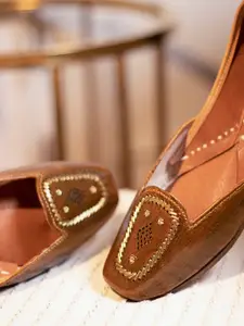 GLAM STORY Leather Open Toe Flats