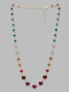 Globus Pink & Blue Gold-Plated Minimal Necklace
