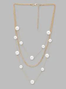 Globus White Gold-Plated Layered Necklace