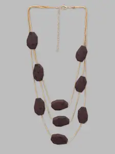Globus Maroon Gold-Plated Statement Necklace
