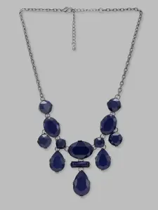 Globus Navy Blue Silver-Plated Necklace
