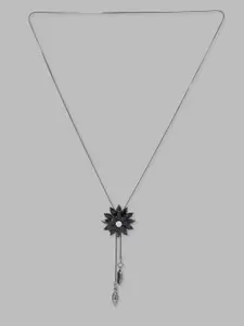 Globus Black Silver-Plated Minimal Necklace