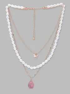 Globus White Rose Gold-Plated Layered Necklace