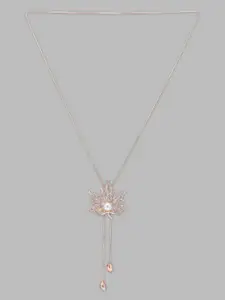 Globus Rose Gold-Toned And White Rose Gold-Plated Stone-Studded Pendant Chain