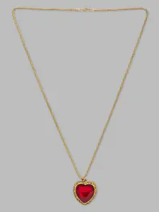 Globus Gold-Toned And Red Gold-Plated Stone-Studded Pendant Chain