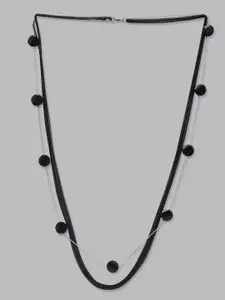 Globus Black & Silver-Toned Artificial Stones & Beads Statement Necklace