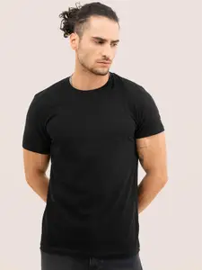 Snitch Black Round Neck Short Sleeves Cotton T-shirt